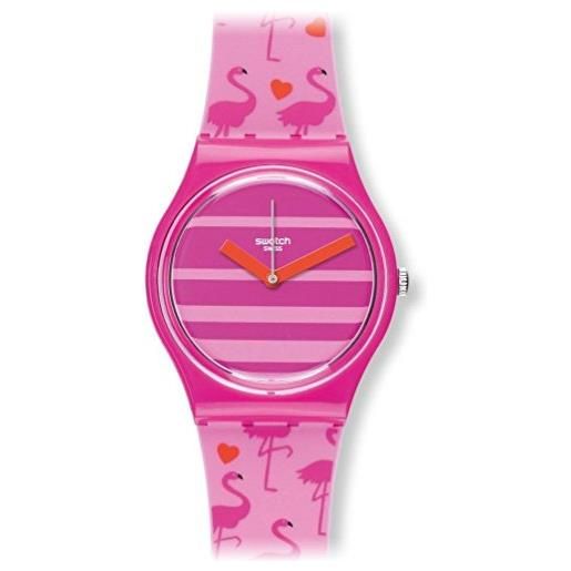 Swatch orologio analogico al quarzo da donna con cinturino in silicone gp144, colore: rosa. , bracciale