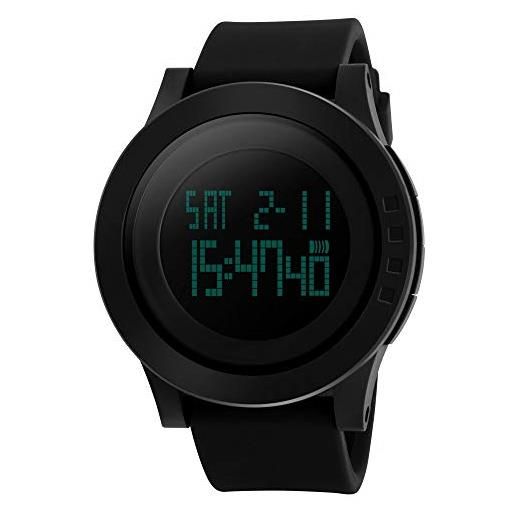 FeiWen Outdoor Multifunzione Sport Orologio Uomo 50M Impermeabili LED Elettronico Controluce Cronometro Doppio Tempo Plastica Cassa e Gomma Banda Orologi da Polso (Verde