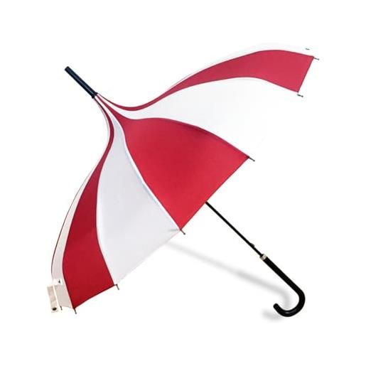 TERNCOEW elegante pagoda ombrello sole pioggia antivento ombrello grande ombrello strisce colorate ombrelli per le donne, rosso e bianco. 