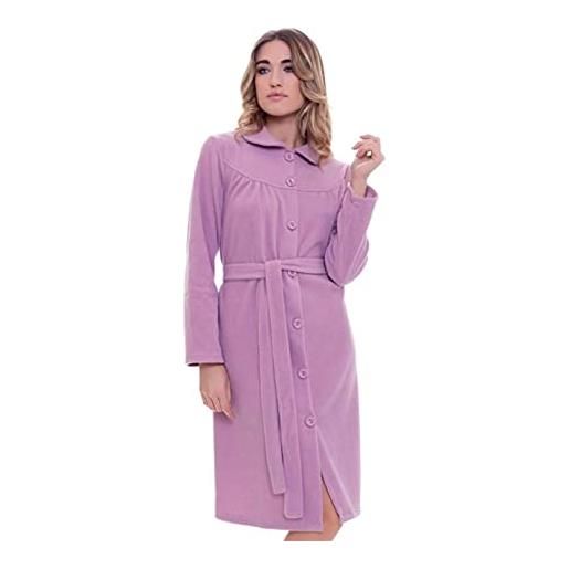 LINGERY vestaglia donna in pile bottoni e cintura intimoegidio, bordeaux, rosa antico e blu, 46 - 54