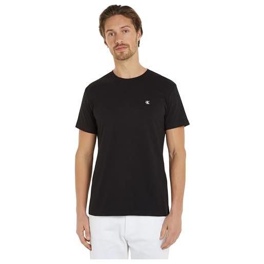 Calvin Klein t-shirt maniche corte uomo ck embro badge scollo rotondo, nero (ck black), s
