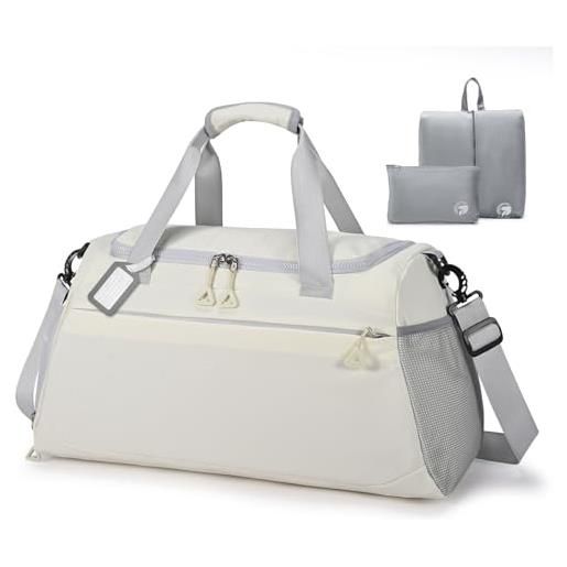 BAGZY bagaglio a mano 55x35x25 ita airways klm lufthansa valigia 55x35x25 air france borsa da viaggio 50l borsoni da viaggio impermeabile borsone da weekend sportiva palestra cabina uomo riso bianco