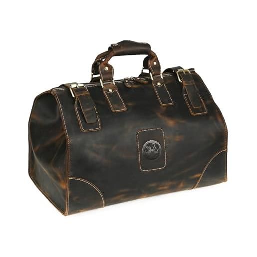 Handadsume tela impermeabile + pelle - valigie da viaggio - borse - borsa da bagaglio - valigia - da fine settimana - borsa per pernottamento - per uomini fb8151, m