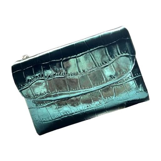 PACDE portafoglio da donna in pelle con blocco rfid occidentale porta carte di credito grande capacità portamonete per le signore, modello alligatore verde, classico