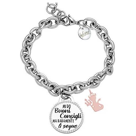 Bracciale con nodini in acciaio silver / black e incisione - Prendi in mano la tua vita