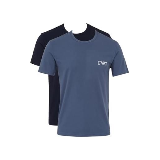 Emporio armani man bold monogram - confezione da 2 magliette girocollo blu, xxl, blu/blu. , xxl