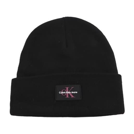 Calvin Klein monologo rubber beanie k60k611834 cappelli, nero (black), os donna