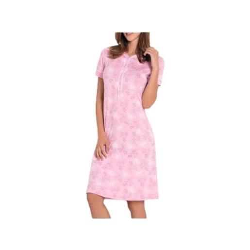 Linclalor camicia da notte donna serafino mezza manica 02301, rosa bianco, 56