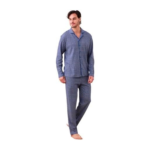 Rif. 3120 Pigiama uomo in cotone top aperto davanti e pantalone lungo