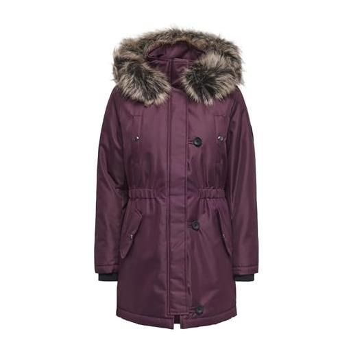 ONLY onliris fur winter parka life cc otw, mauve wine, s donna