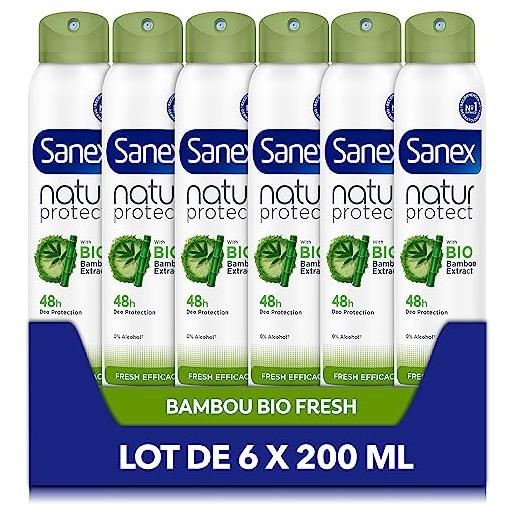 Sanex - deodorante natur protect fresh efficienza 48h bio spray 200ml - set di 6