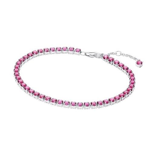 PANDORA bracciale tennis donna rosa argento 591469c04, 591469c04-20, argento sterling, zirconia cubica