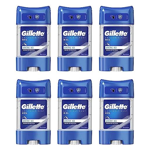 Gillette arctic ice apd - bastoncini in gel trasparente, 70 ml, confezione da 6