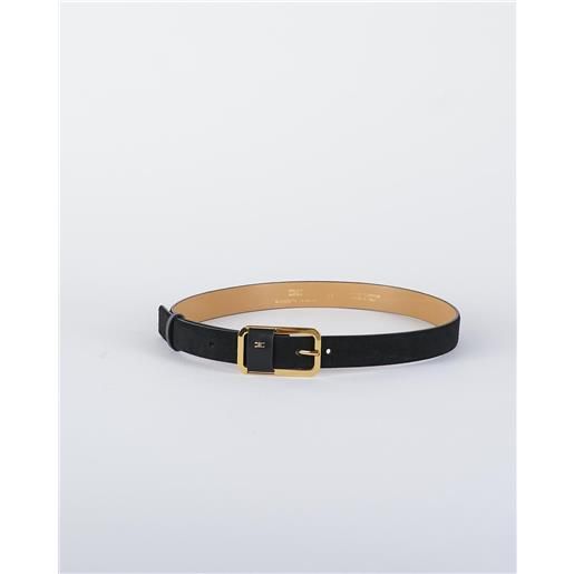 ELISABETTA FRANCHI cintura nero in pelle con logo a rilievo