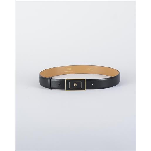 ELISABETTA FRANCHI cintura nero in pelle con placca logo