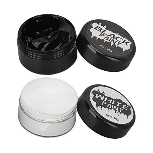 Sorandy set di colori per il viso e per il corpo in bianco e nero, vernice professionale per trucco clown con 2 pennelli, cosmetici per halloween per la festa di cosplay per adulti