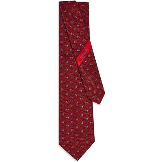 Ferragamo cravatta con logo gancini jacquard - rosso