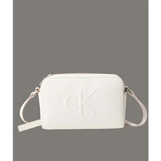 Calvin klein jeans borsa scolpita camera white donna