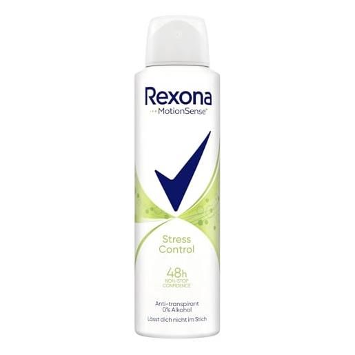 Rexona, 3 flaconi di deodorante spray stress control, con tecnologia motionsense, da donna, 48 h, 150 ml (etichetta in lingua italiana non garantita)