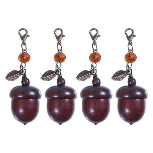 CHGCRAFT 4pz ghiandaia di legno portachiavi decorazione con lega lobster clawps ghiandaia di legno box portachiavi charm per portachiavi fai da te, cocco brown, 2,8 pollici