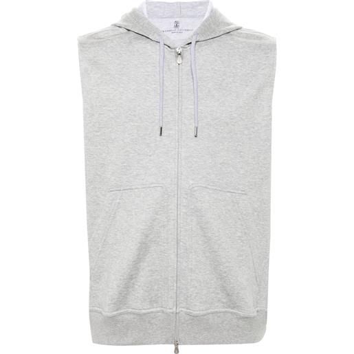 Brunello Cucinelli felpa smanicata con cappuccio - grigio