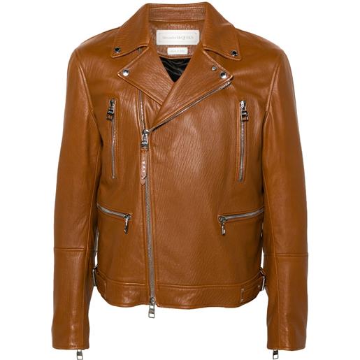 Alexander McQueen giacca biker con zip - marrone