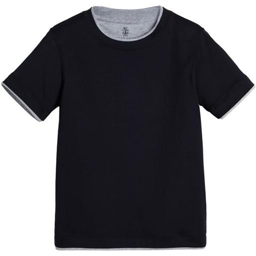 Brunello Cucinelli Kids t-shirt con design a strati - blu