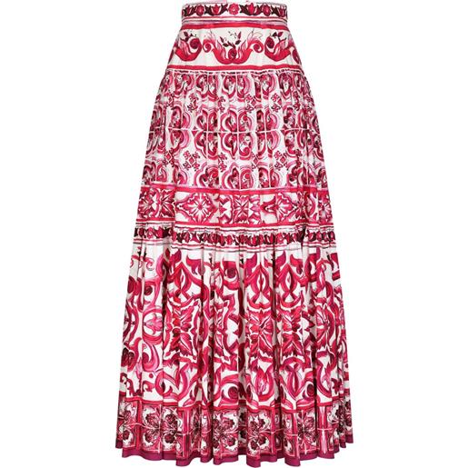 Dolce & Gabbana gonna midi con stampa maioliche - rosso