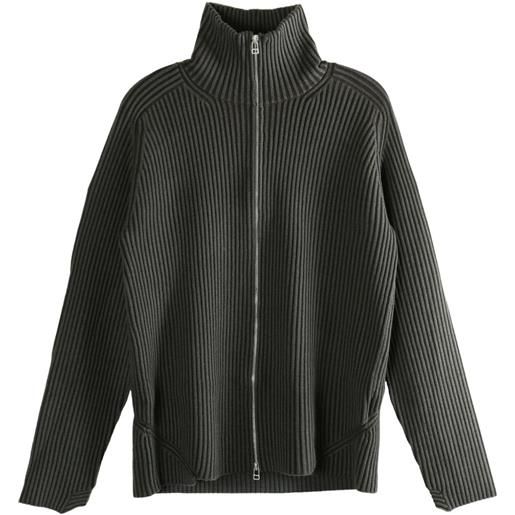 Omar Afridi cardigan a coste con zip - grigio