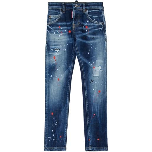 DSQUARED2 KIDS jeans cool guy con stampa effetto vernice - blu
