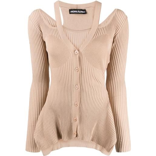 ANDREĀDAMO ribbed double-layer cardigan - rosa