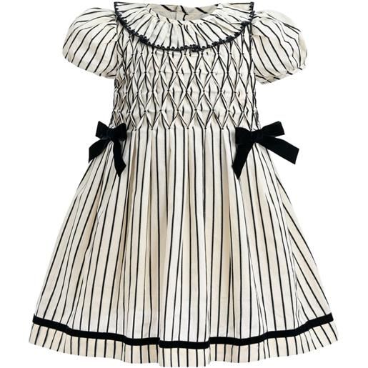 Tulleen abito a righe con fiocco - toni neutri