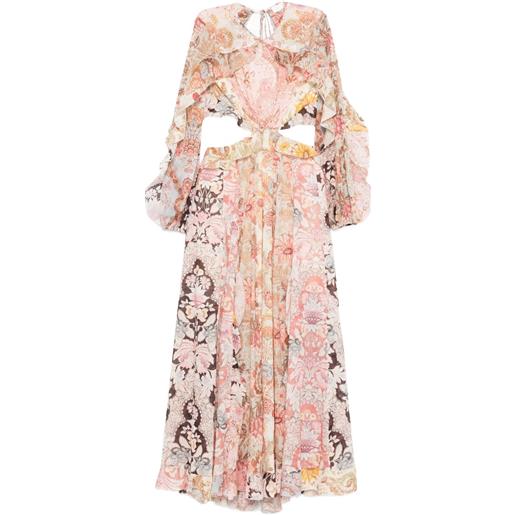 ZIMMERMANN abito lungo daylight billow con ruches - rosa