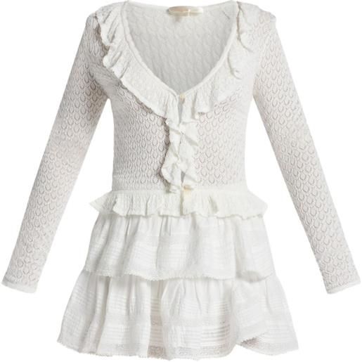 LoveShackFancy abito corto nilah con ruches - bianco