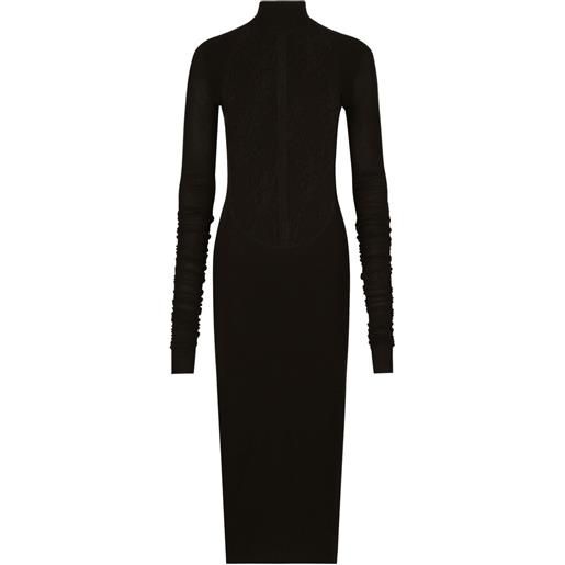 Dolce & Gabbana abito midi con inserti in pizzo - nero