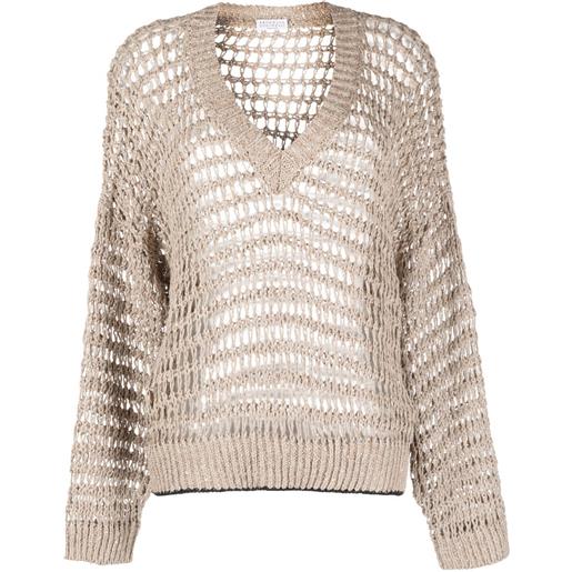 Brunello Cucinelli maglione con scollo a v - toni neutri