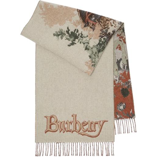 Burberry sciarpa equestrian knight jacquard - toni neutri
