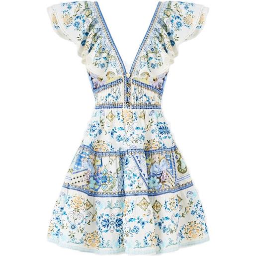 Camilla abito corto my homespun heart con ruches - blu