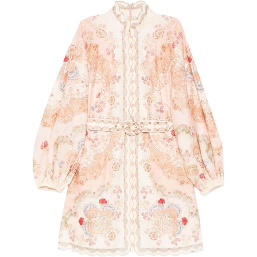 ZIMMERMANN abito corto daylight a fiori - toni neutri