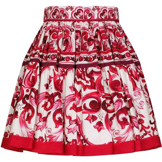 Dolce & Gabbana gonna plissettata con stampa maioliche - rosso