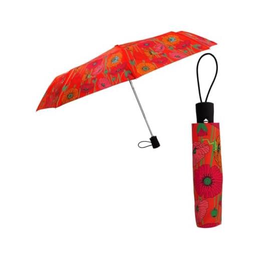 Pylones, ombrello pieghevole papaveri, rosso, fermé: 29 x 4 cm , ouvert: 97 cm de diamètre
