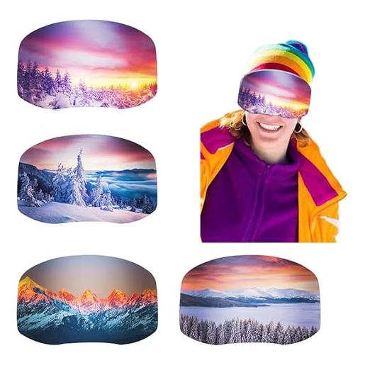 Jiahuade 4 pezzi copertura protettiva per occhiali da sci, protezione antigraffio per occhiali da sci, copri maschera da sci, copertura per occhiali da sci, antigraffio e polvere per viaggio e après-ski, unisex