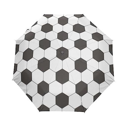 KAAVIYO palla calcio nero bianco ombrello pieghevole automatico portatile con apertura e chiusura automatica a pulsante protezione uv ombrelli per viaggi bambini ragazzi ragazze