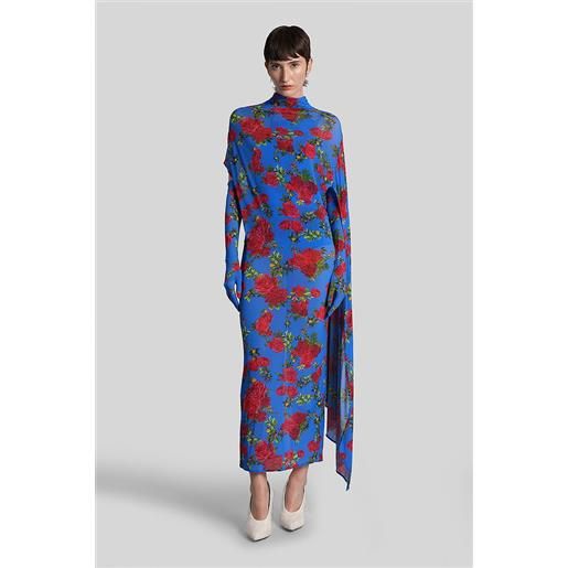 Magda Butrym abito lungo dress 23 in cupro blu