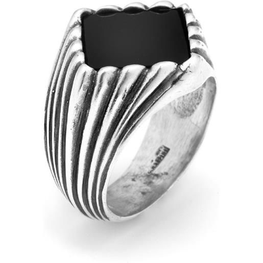 Giovanni Raspini / uomo / anello rigato / argento e onice - 11316
