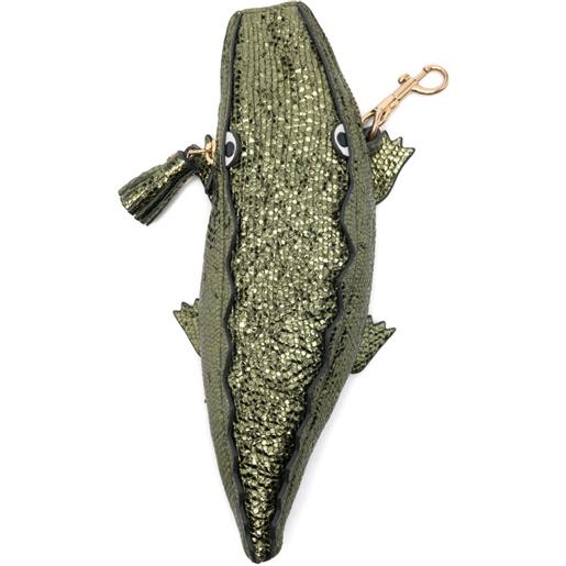 Anya Hindmarch pouch con effetto coccodrillo - verde