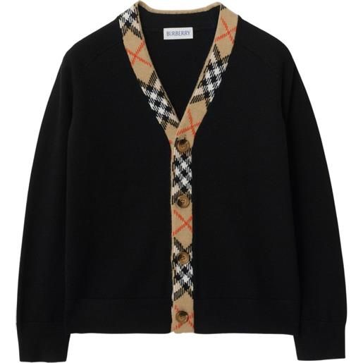 Burberry Kids cardigan a quadri - nero