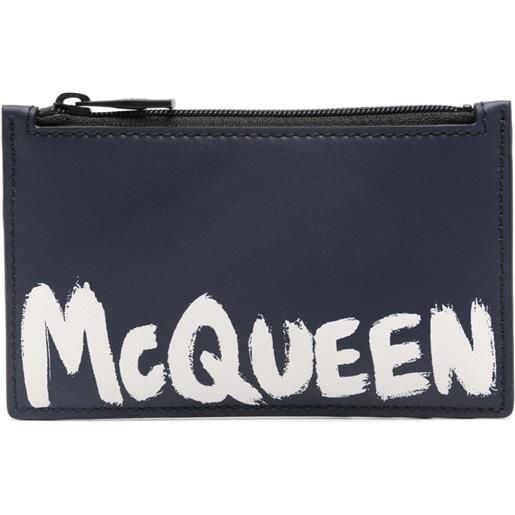 Alexander McQueen portafoglio con stampa - blu