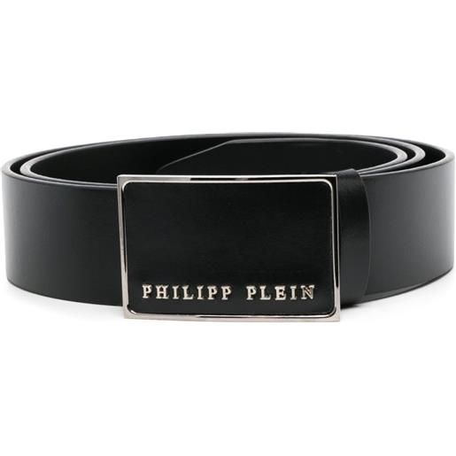 Philipp Plein cintura con fibbia logo - nero