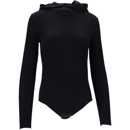 P.A.R.O.S.H. body a coste con cappuccio - nero